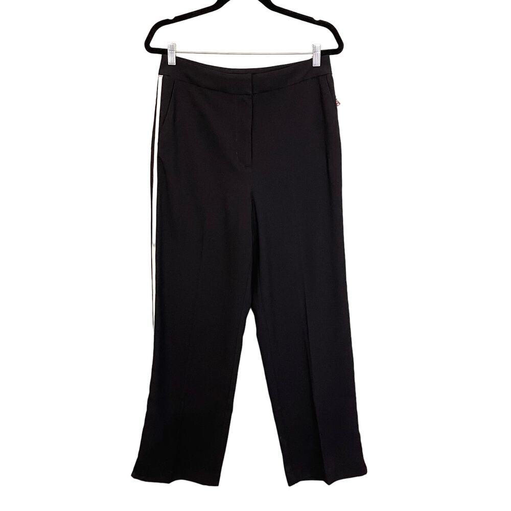 Jason Wu Women's Black Side Stripe Flat Wide Leg Trouser Dress Pants Size 8 NWT